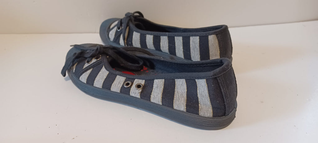 Hoyvoy - Textile - Black - Flat - Laced Up - Stripe - Brand New image 1