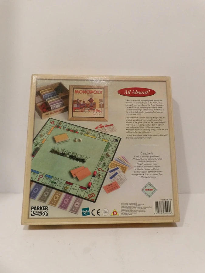 Hasbro - Monopoly - Nostalgia Wooden Edition - Parker Brothers Nostalgic Edition - Great Condition image 4