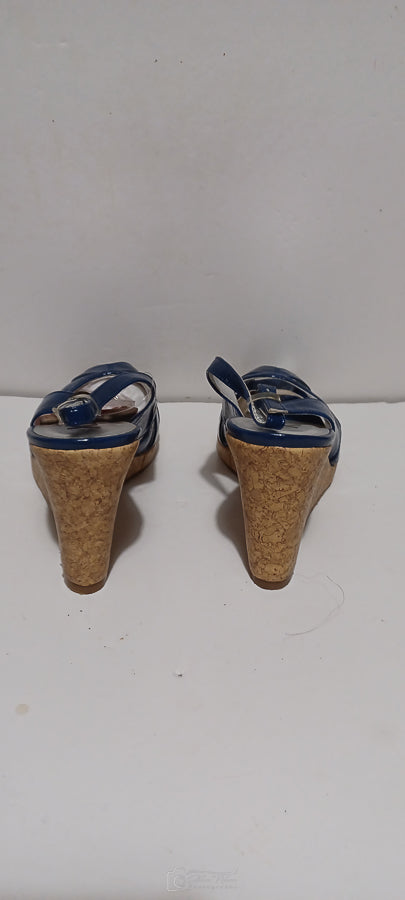 Xti - Sandlea - Ladies Heel Sandles - Wedge Heel - Front Weave - Blue - Brand New image 3