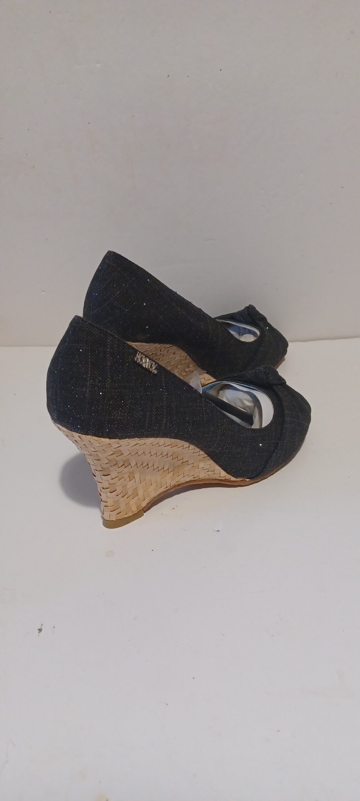 Hoyvoy - Textil Sparkle - Wedge - Toeless - Black - Brand New image 3