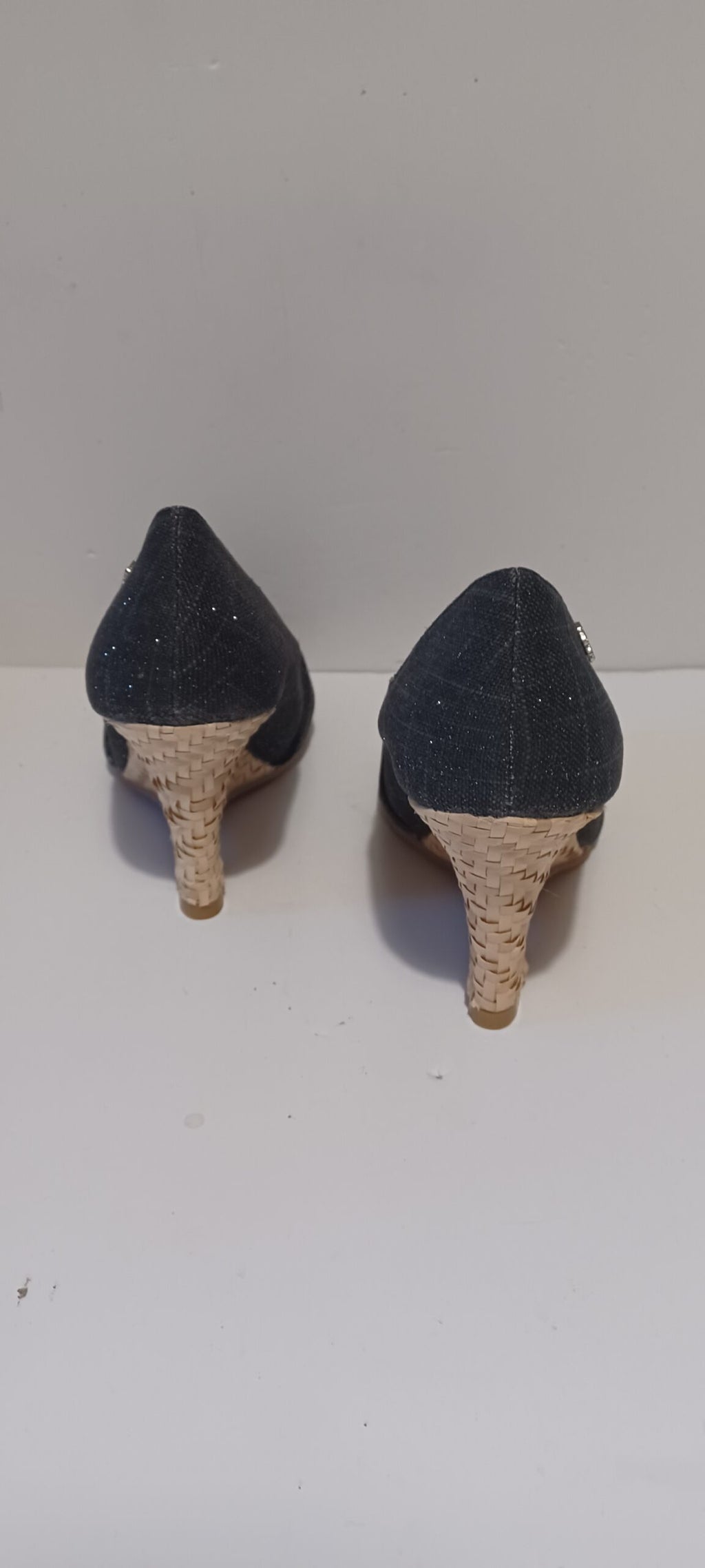 Hoyvoy - Textil Sparkle - Wedge - Toeless - Black - Brand New image 4