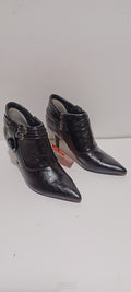 Xti - Ladies Half Boot - Side Buckle & Button - Black - Brand New image 0
