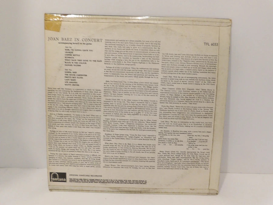 Joan Baez - In Concert - Part 1 - Vinyl - LP - Album - Ace Records - Great Condition image 2