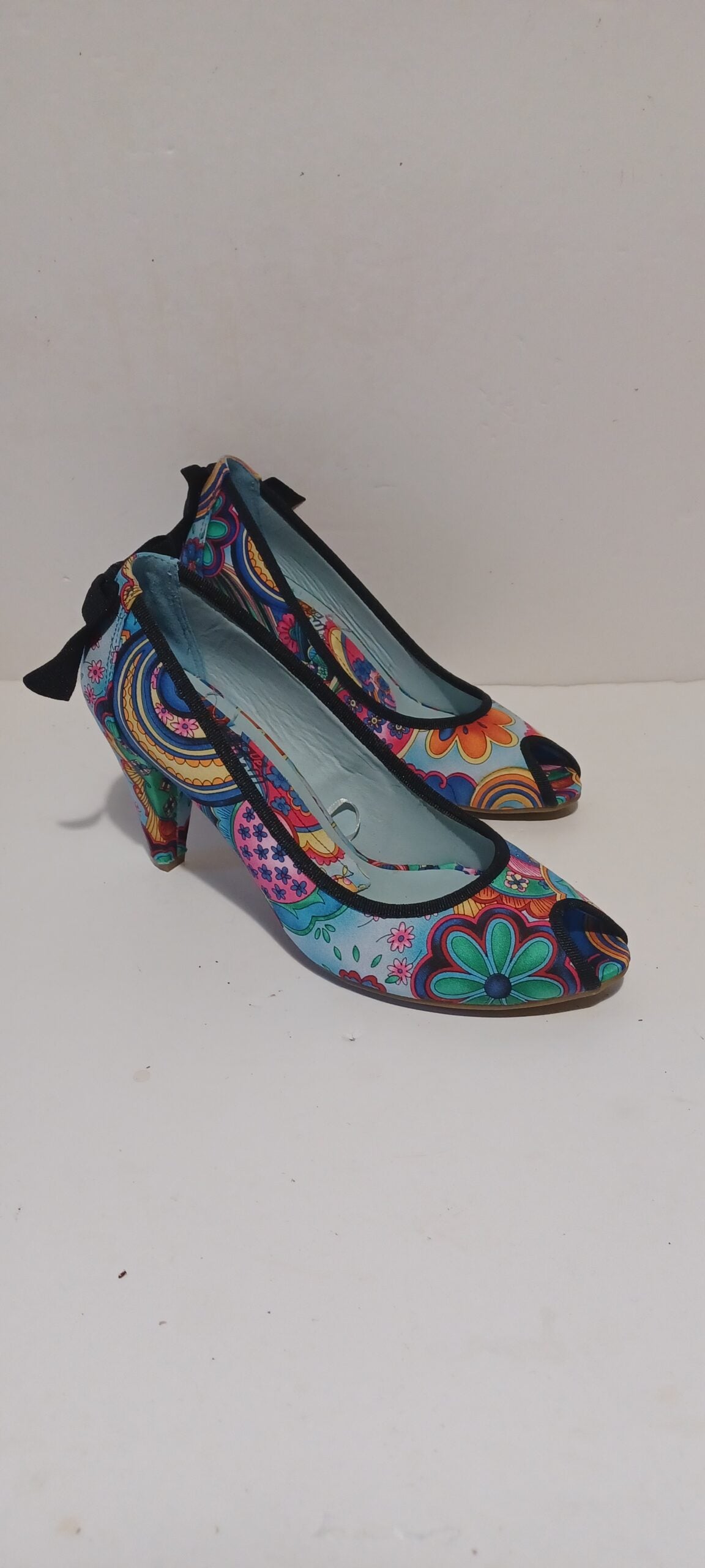 Hoyvoy - Flora - Textil - Heels - Toeless - Floral Blue- Brand New image 0