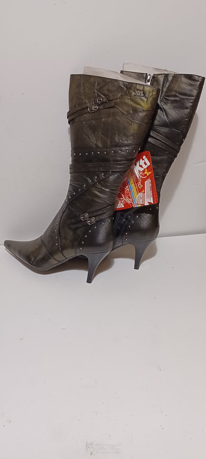 Xti - Sundry - Knee Boot - Zip - Buckle and Studs - Black - Brand New image 2